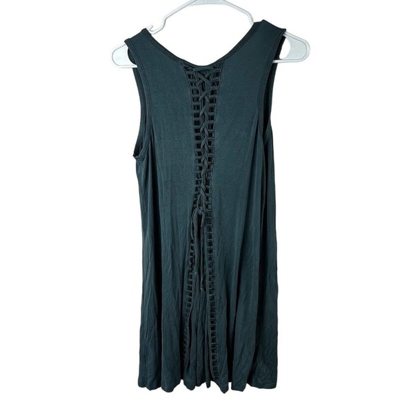 Alya Dark Forest Green Sleeveless Smocked Sundress Dress Sz S Corset back - Picture 7 of 12